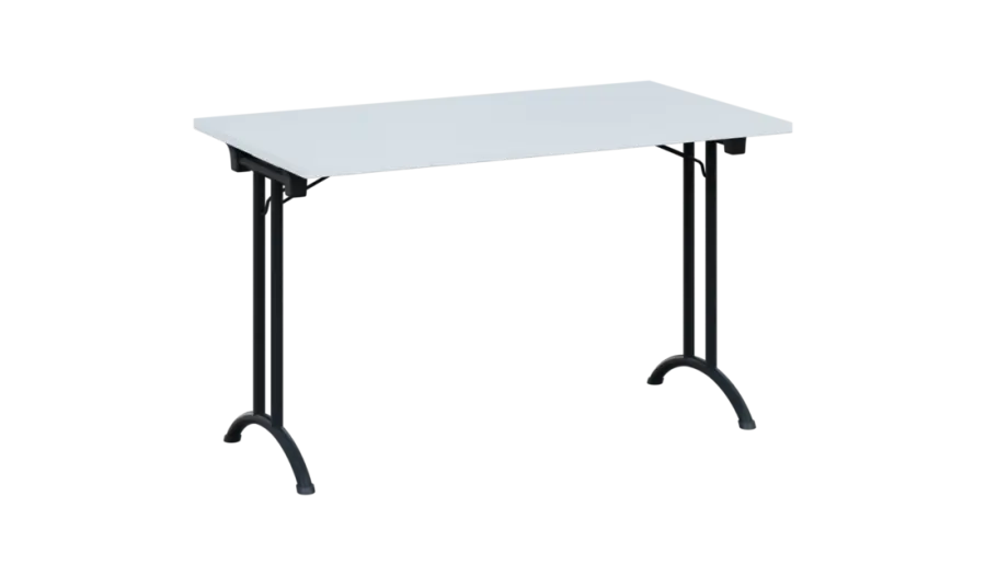 SLA 125 lak skládací jednací stůl 1250x700, deska 25 mm, podnož černý lak, deska bílá